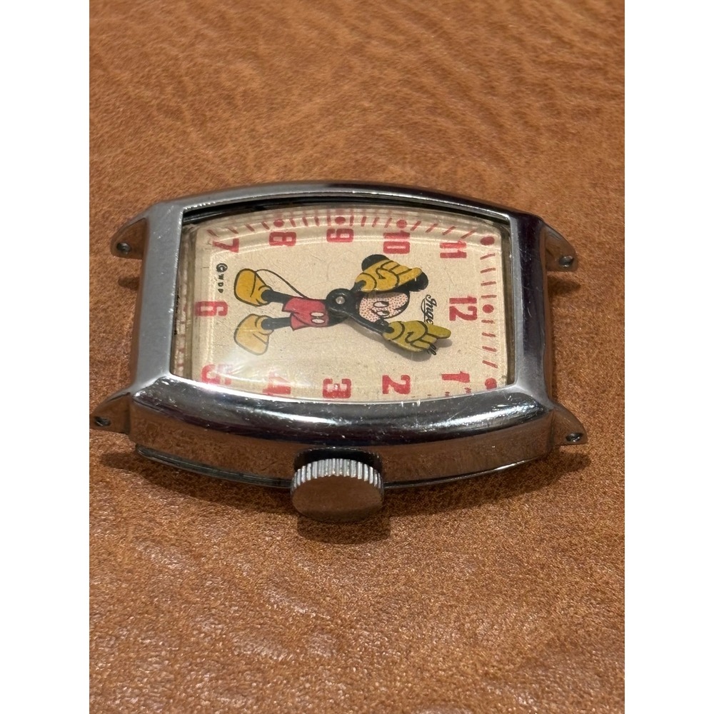 1940's Vintage Ingersoll Mickey Mouse Watch Head US Time 5842 NOT WORKING - Picture 2 of 5
